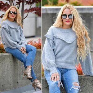 STEPH Cozy Soft Gray Sweater